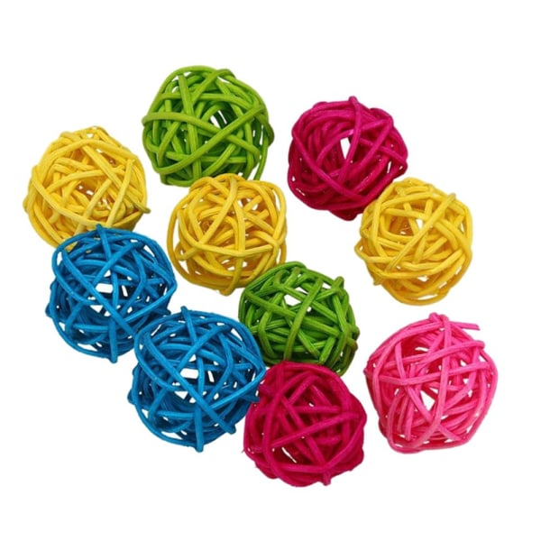 10 st Rattanboll Fågel Leksak DIY Tillbehör Leksak för Papegoja Undulat Parakit 3cm