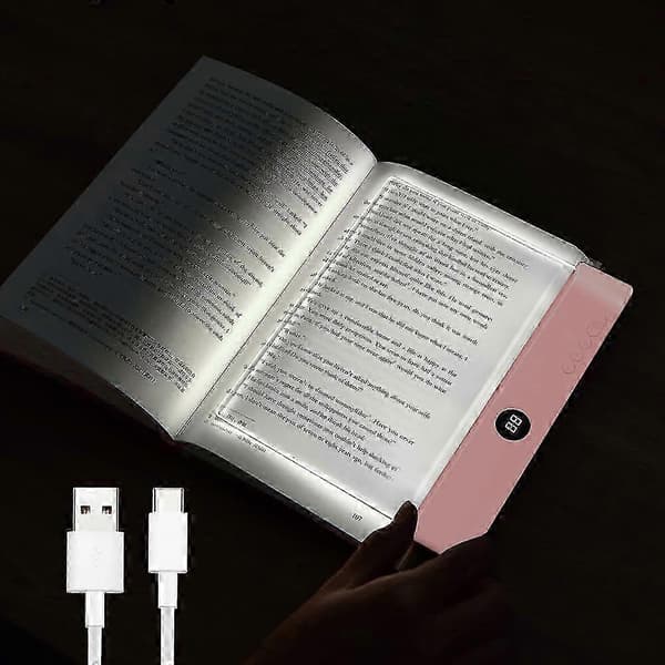 [RM]Book Light, Rechargeable Clear LED Flat Reading Lamp with 3 Colors and Timer, Dimmable Panel Light Book Full Page Light for Reading in Bed at Night-FM-