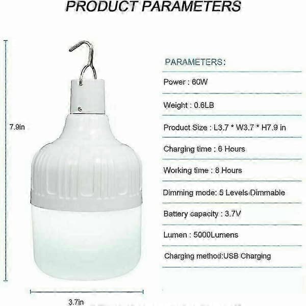 [RM]Campinglanterne, 60W USB oppladbar, 5000 lumen, 5 moduser, bærbar