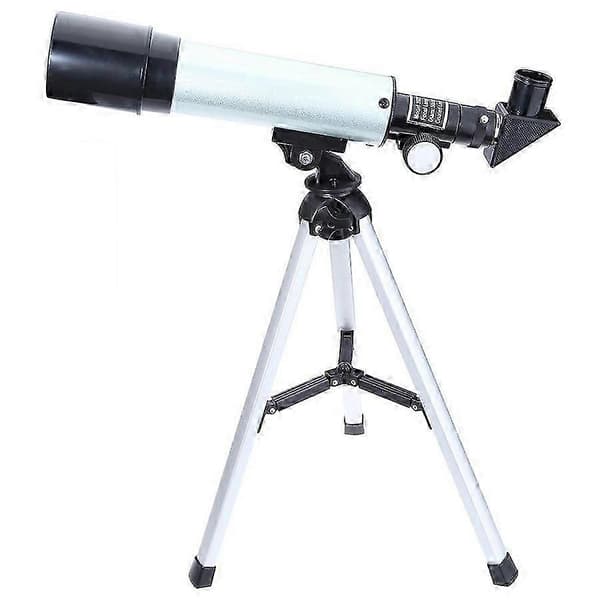 Bærbart refraktion astronomisk udsigtskikkert, 50 mm klar åbning 360 mm brændvidde, med stativ i aluminiumslegering, sølv