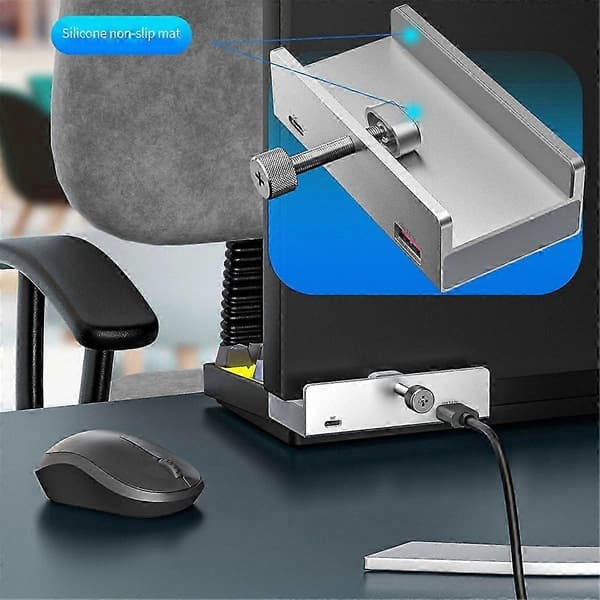 USB 3.0 Hub Dockingstation, Sølv Clip-on Adapter
