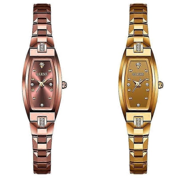 Olevs 5501 Wolfram Stål Armbånd Kvarts Ur Til Damer Guld