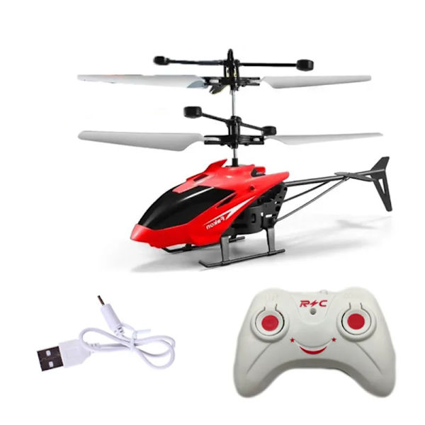 Mini Fjärrkontroll RC Helikoptrar Drönarleksaker Induktionssvävande Säker Falltålig red-with RC