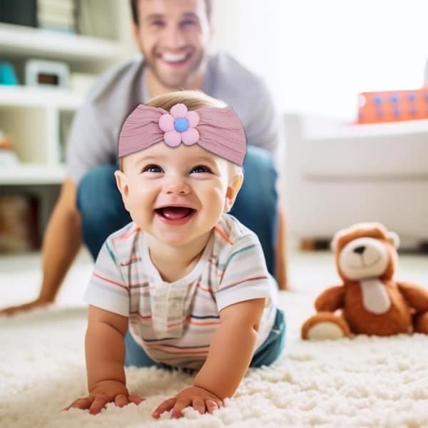 Baby pige pandebånd - 4 dele - Blødt og elastisk - Tilfældige farver - 0-3 måneder