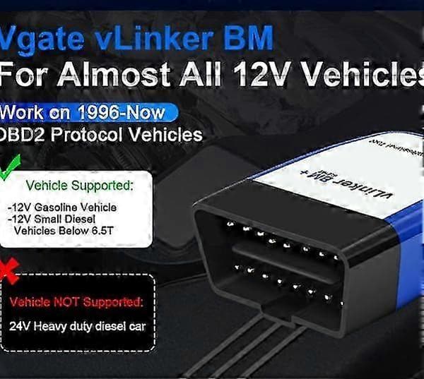 Vgate Vlinker BM+ OBD2-skanner Bluetooth 4.0 Diagnostikverktyg Kompatibel med BMW för BimmerCode