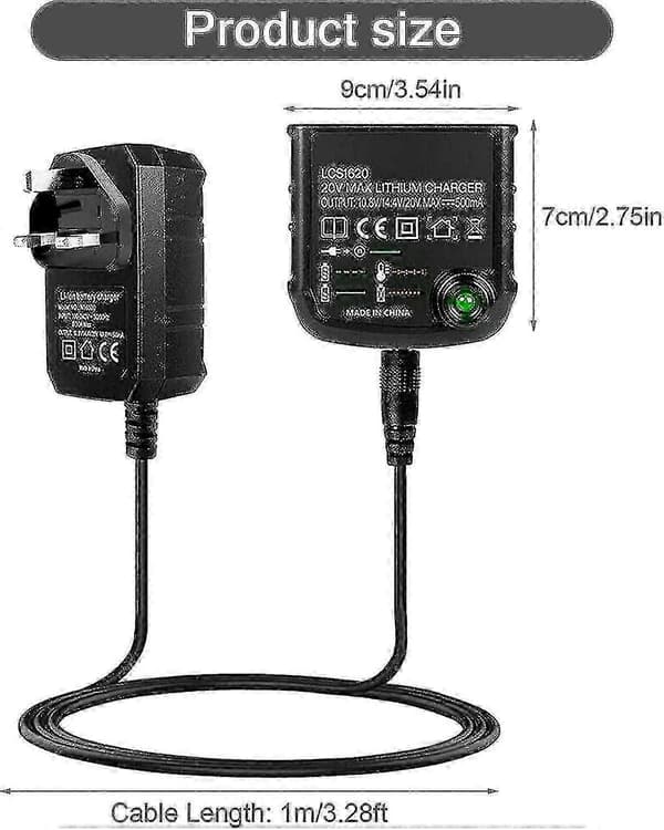 Li-ion batterioplader til Black & Decker 18v Li-ion batteri LCS1620 oplader