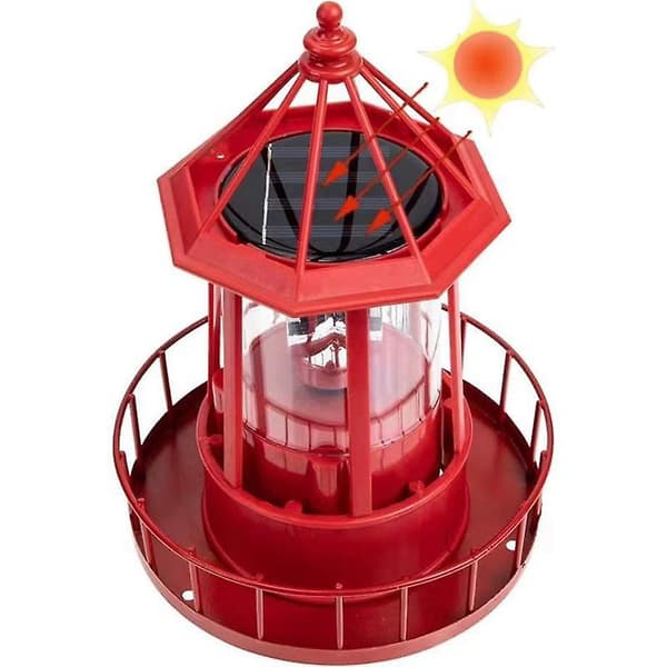 LED Solar Powered Lighthouse, 360 Degree Rotating Yard Lights A-m[RM]