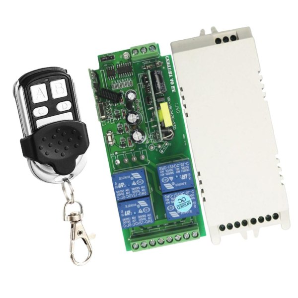 433MHZ 4CH trådlös fjärrkontroll reläkontroll relämottagare 4 knapp lång metall fyra länkar