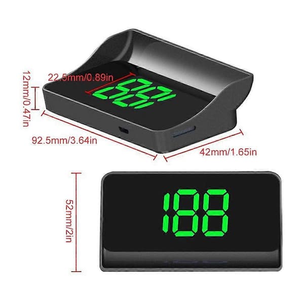 Bil HUD Head Up Display - Digital GPS Hastighedsmåler MPH, Antirefleksbehandlet til alle køretøjer White Light