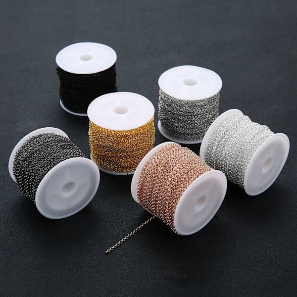 2 st 10 meter/rulle Halsband Kedjor Hängen Länk För Smyckestillverkning Hantverk