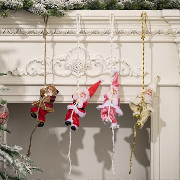 Klatrende julemandsornament - Polyester & PVC - til juletræ A