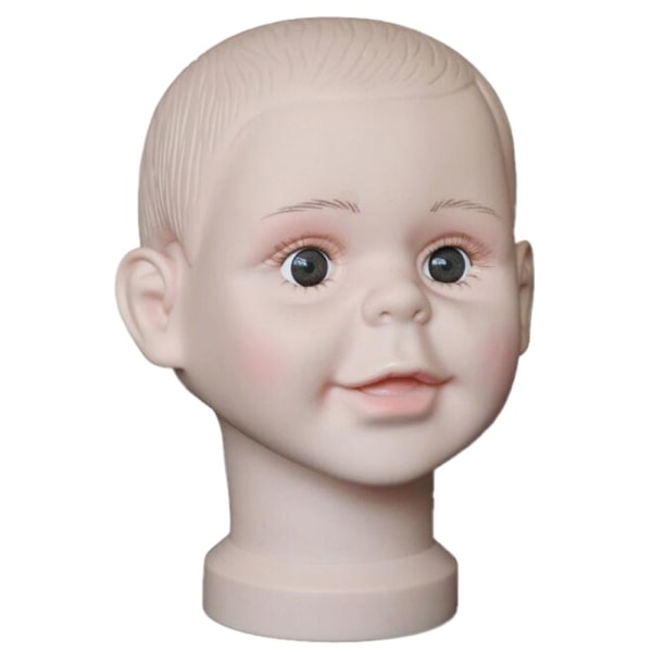 PVC barnmodell skyltdocka huvud peruker hatt glasögon halsduk display stativ M