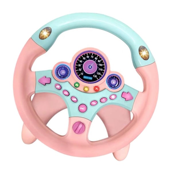 Simulering Co-Pilot ratt med bas för barnbilleksak, rosa
