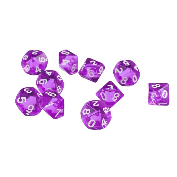 10 Stycken Lila Tiosidiga D10 Tärningar Med 1 Tärningskopp För D&D Trpg Brädspel