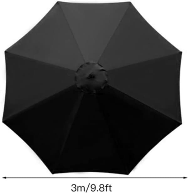 [RM]Replacement Cover for Parasol, 8 Ribs, 3 m, Waterproof, Anti-UV, Replacement Fabric, Black