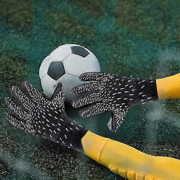 Børnefodboldmålmandshandsker Slidstærk Håndledsstøtte Størrelse 8 Sorte Fodboldmålmandshandsker