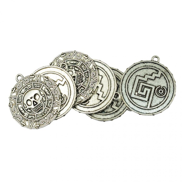 6x Dödskalleformad Hängsmycke Tillbehör för Tibetansk Karibisk Aztekisk Mynt Halsband