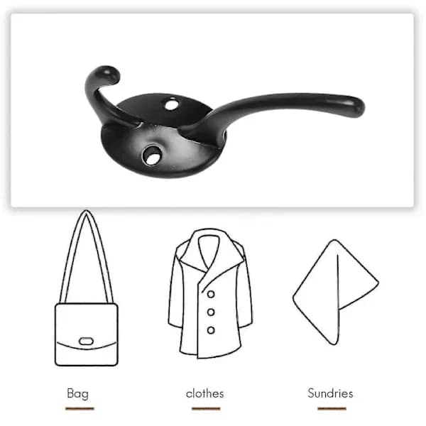 [RM]12-pack Coat Rack Mounted with Retro Double Hooks, Useful Hooks for Coat, F