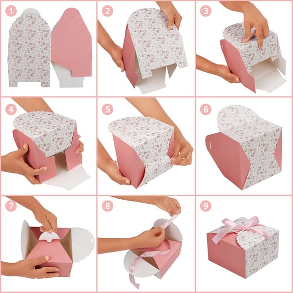 [RM]Set of 20 Empty Square Corrugated Cardboard Gift Boxes with Ribbon