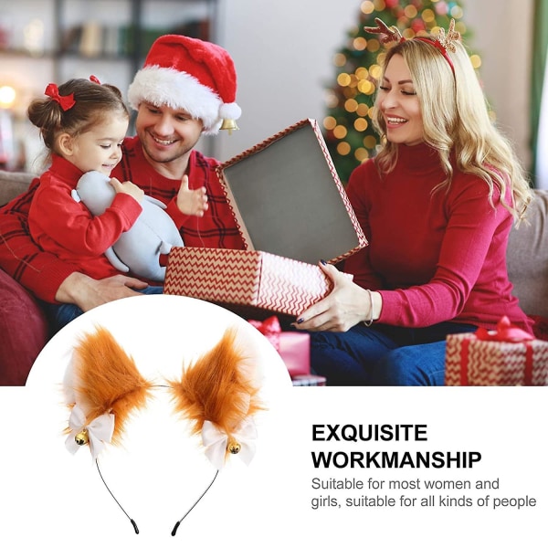 2st Fox Ears Pannband Plysch Anime Pannband Cosplay För Vuxna Orange