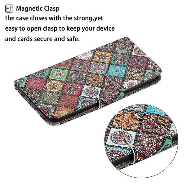 Fodral till Galaxy A56 5G, skyddande plånboksfodral med mönstertryck och handledsrem Multicolor Ethnic Style
