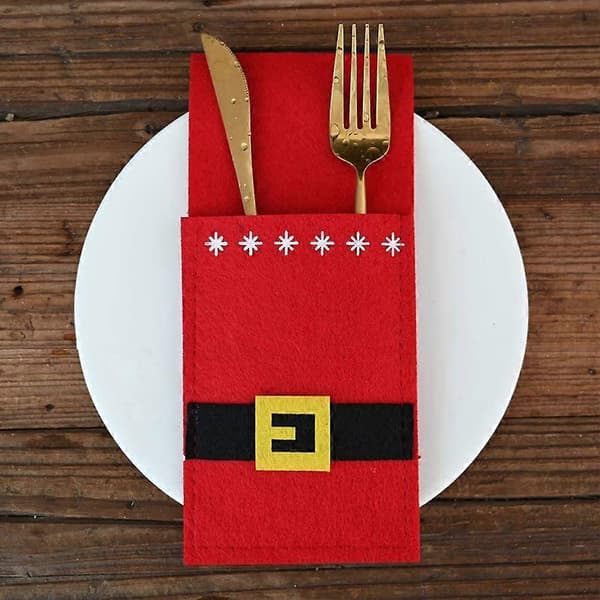 6 st julbestickhållare med bältesmönster, röd