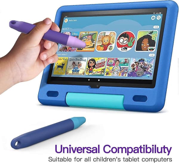 Touchscreen Stylus til børn, 2-pak lilla blå stylus universal, kompatibel med Kindle iPad iPhone