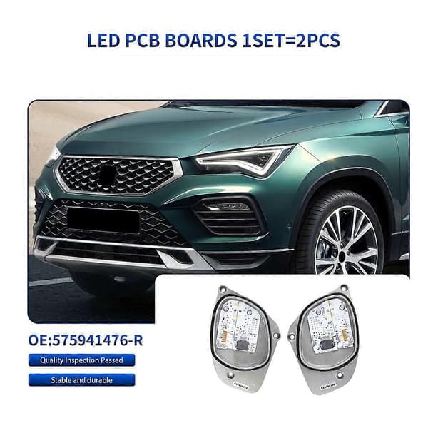 1 par front LED kørelys hvidt lysmodul 575941475 575941476 til SEAT Ateca KH7 2016-2020 Angel Eye LED-modul Silver
