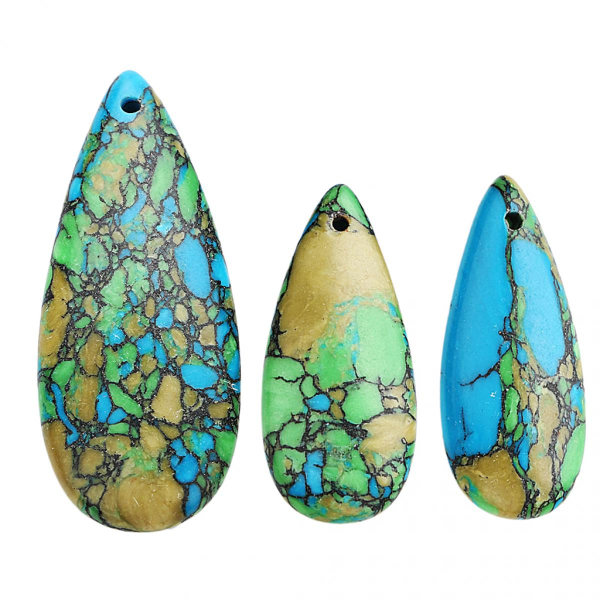 3 stycken multicolor Regalite sten vattendroppshängen för smyckestillverkning