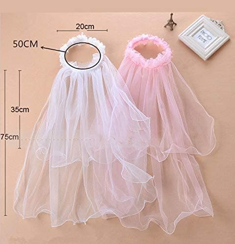Girls' Flower Crown Kids Wedding Veil Headband Double Layer