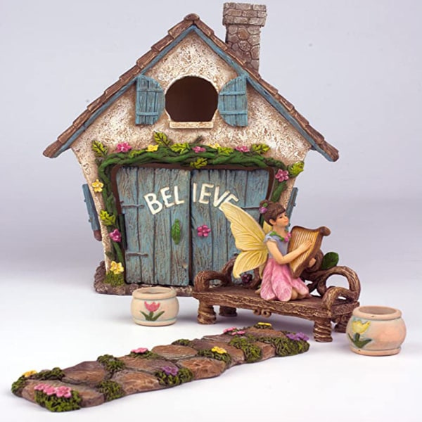 Fairy Garden House Kit Älvträdgårdstillbehör Mini Älvfigurer Miniatyrfigurer och Tillbehör Det är ett älvträdgårdskit för barn eller vuxna