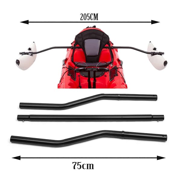 Kajak flyder stabiliserende stænger Kajak PVC oppustelig udligger flyder med sidekick arme stang Kajak stabilisatorsystem sæt Black