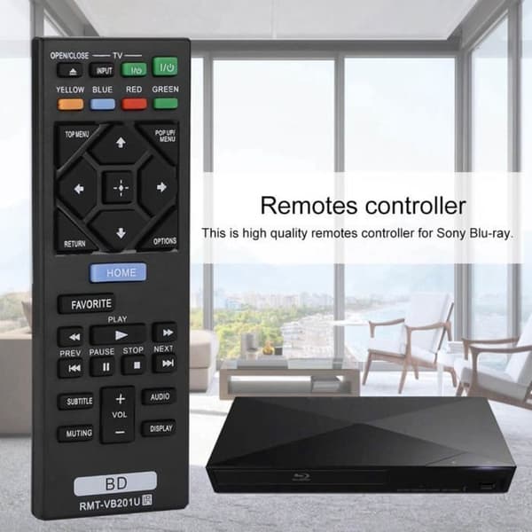 DVD-fjernkontroll, RMT-VB201U erstatnings Blu-ray DVD-fjernkontroll for SONY BDP-S3700 Blu-ray BDP-BX370 BDP-S1700 AB070