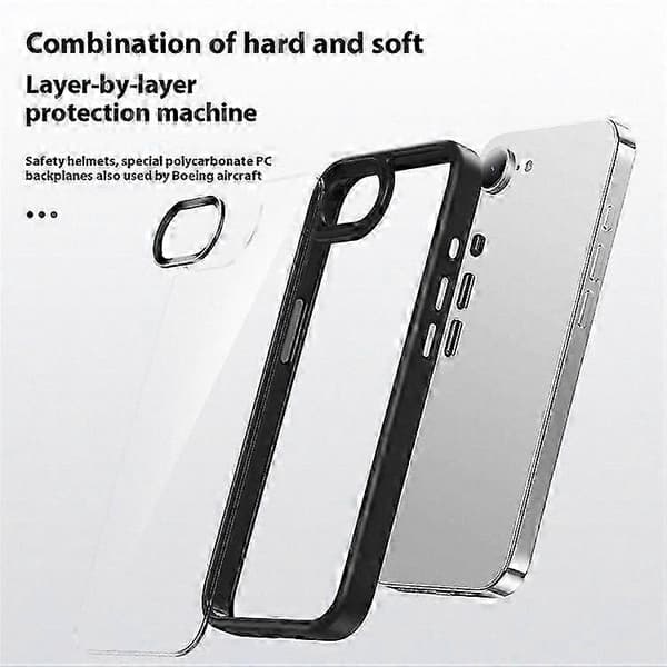 FULEXIN 16e Deksel, Anti-fall TPU + PC Krystallklart Telefondeksel Black