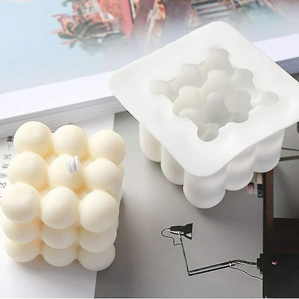 silikonformer for DIY-lys, 3D-form for soyavokslys, overlappende kuler, sfære, såpe, terning, håndlaget såpe, dekorasjoner, baking, dessert, rund