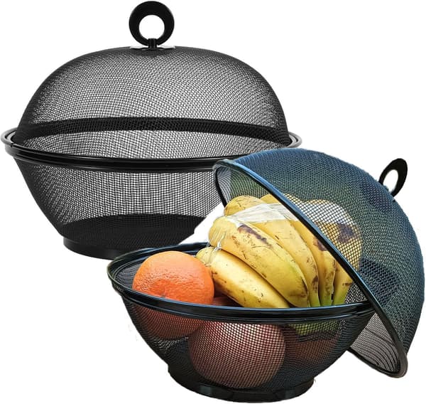 [RM]Fruit Basket with Lid - Snack Fruit Bowl - 27*25*14 cm - (2 Fruit Baskets + 2 Lids; 4 Pieces Total)