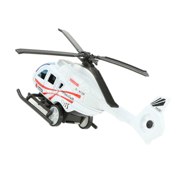 1:43 Skala Helikopter Pressgjuten Modell Leksak Dra Tillbaka Leksak för Barn Pojkar Vit