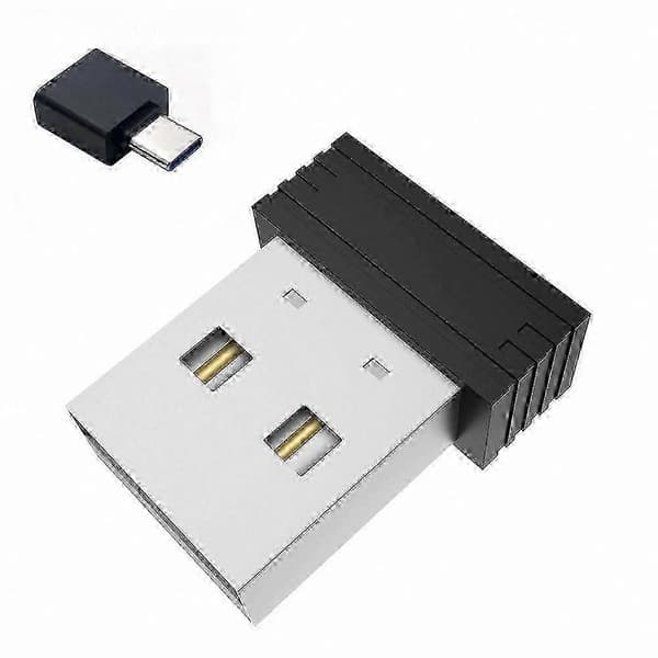 Omärkbar USB-musjiggler med USB-C-adapter, svart