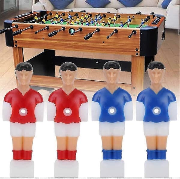 Erstatnings-bordfotballspillere 2 røde 2 blå plastfigurer for bordfotballtilbehør
