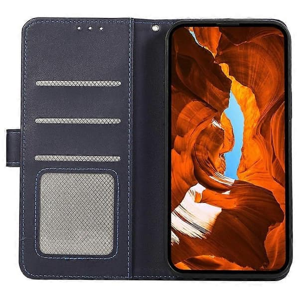 [RM] Kompatibelt etui til iPhone 17 Pro RFID Flip Lædercover Blue
