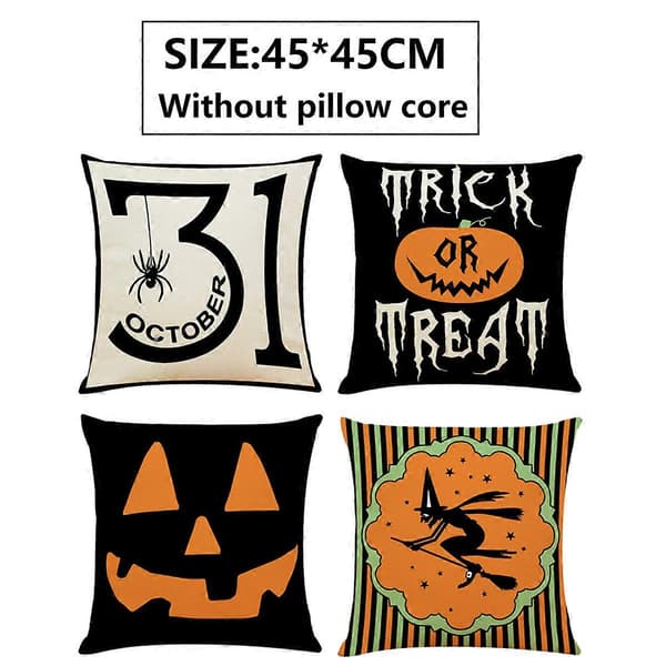 Halloween Dekorative Pudebetræk Sæt med 4 Firkantede Sofapuder Betræk til Sofa Stue, 18\"x18\" tommer