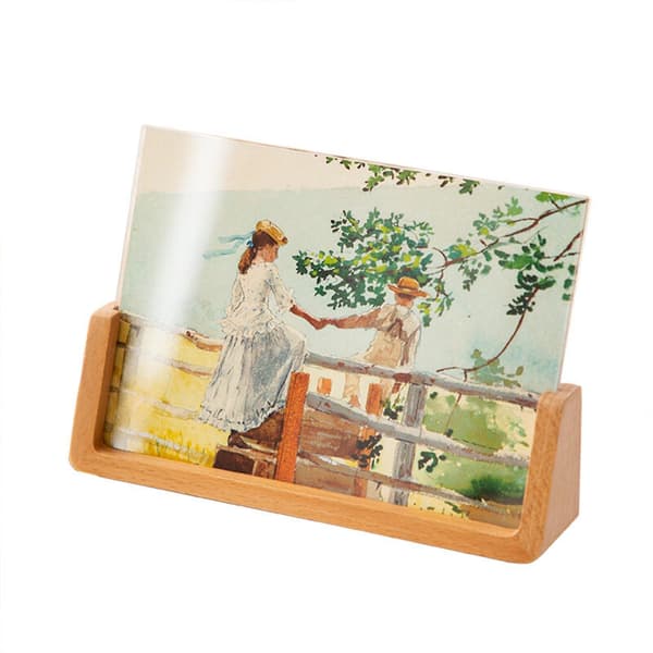 [RM] Fotoram med träbas Konstfotodisplay för vardagsrum Bröllopsbar Brown 20cmx13.5cm