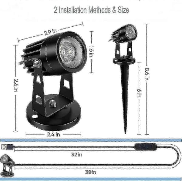 2-pak 3W dæmpbare LED-uplights, 3 farvetemperaturer, 270 lumen, kompatibel med