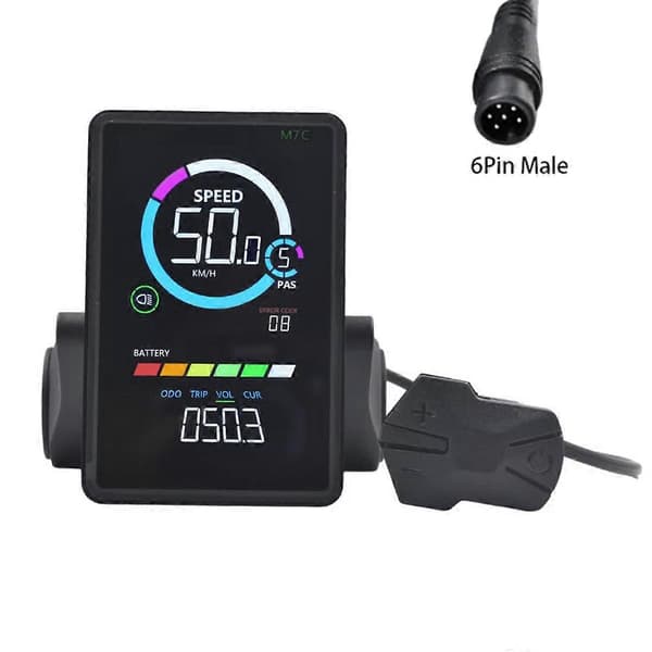 [RM]M7C-2 Elcykel LCD Display Måler 24V 36V 48V 60V E Scooter LCD Panel med USB UART til Mountain Elcykel 6PIN Musta
