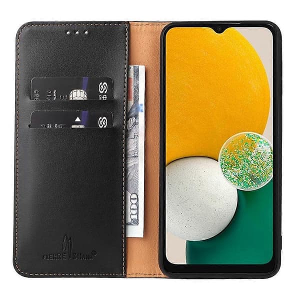 Fierre Shann PU Læder Tekstur Telefon Cover Til Samsung Galaxy A56 5G Black