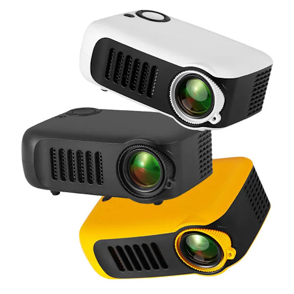 A2000 MINI Projektor Hemmabio Teater Portabel 3D LED Videoprojektorer Spel Laser Beamer 4K 1080P Via HD Port Smart TV BOX White