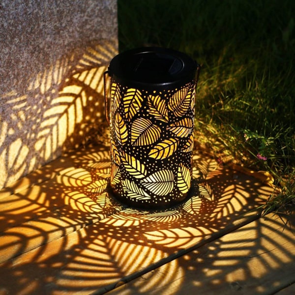 LED metall solar utomhus hängande lykta vattentät lampa brons blad
