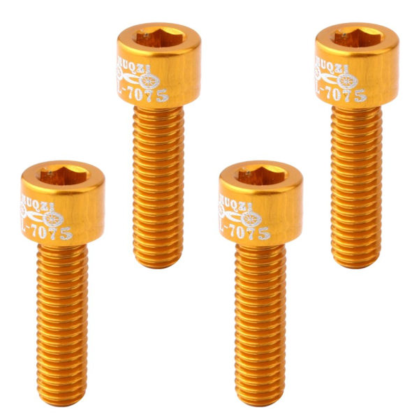 4 st Väghjul Styrlager Skruvar Aluminiumlegering M5*17mm Guld Bultar