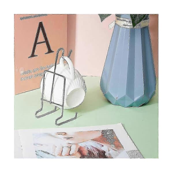 8 stk. tekopper og underkopper udstillingsstativ holder rack metal kop underkop holder te kop holder display c [MI] Silver