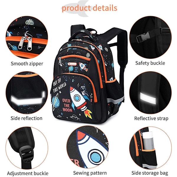 [RM]Kids Backpack, Boy 16 inch, Preschool, Elementary School, Pre-school Age, Multi-compartment, Chest Strap, Side Pockets